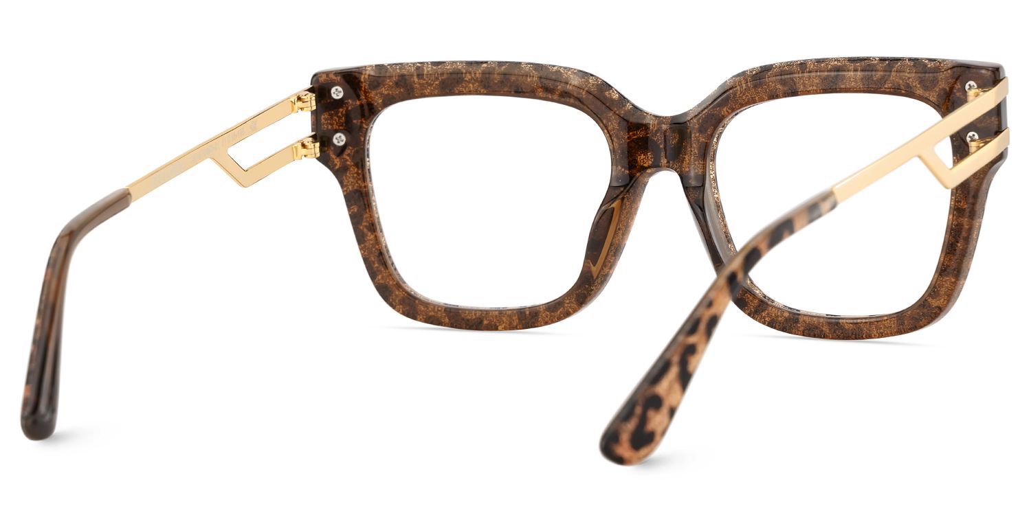Square Cat-Eye Glasses With Brown Leopard Pattern6