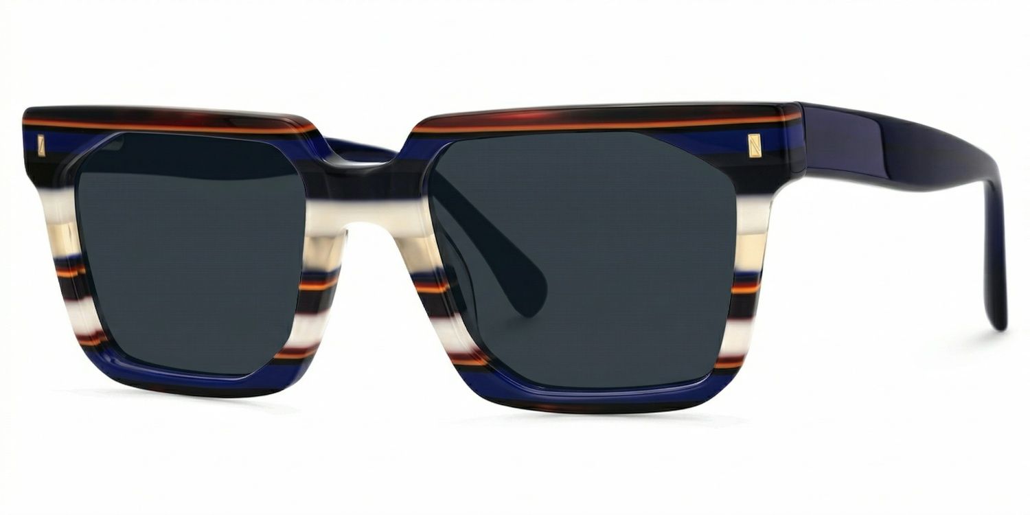 Laguer Rectangle Style Blue Frame Sunglasses | ZEELOOL