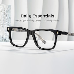 Travis Rectangle Black Glasses0