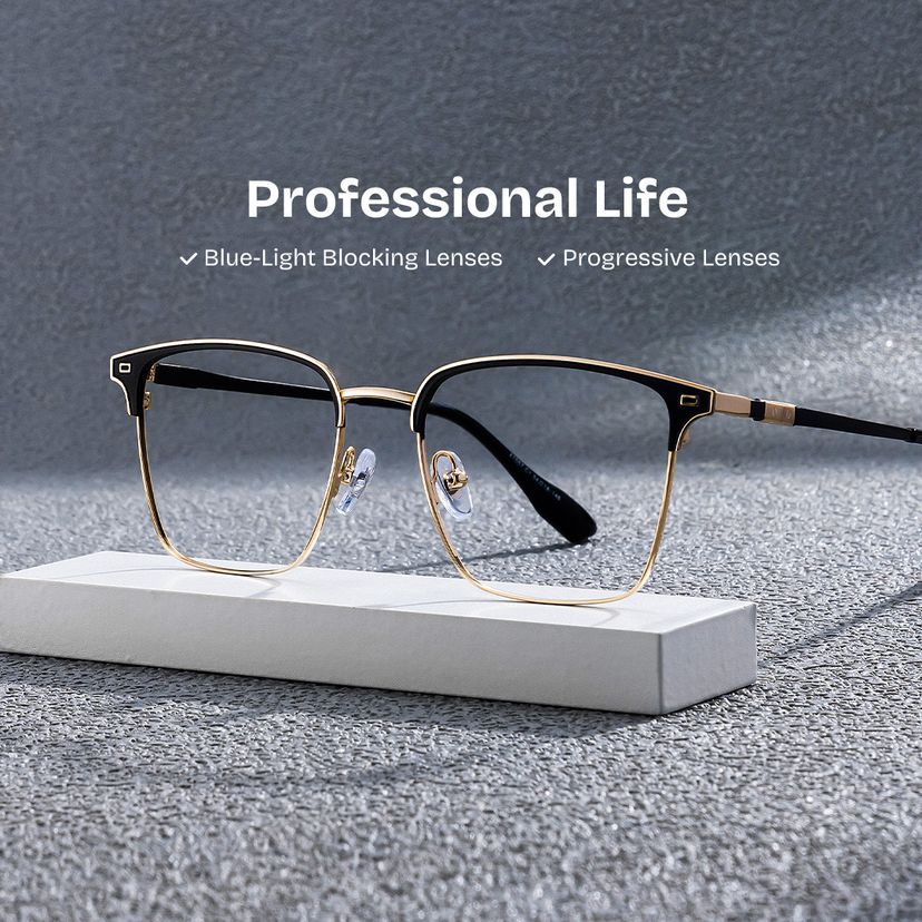 Dawson Browline Black Gold Glasses