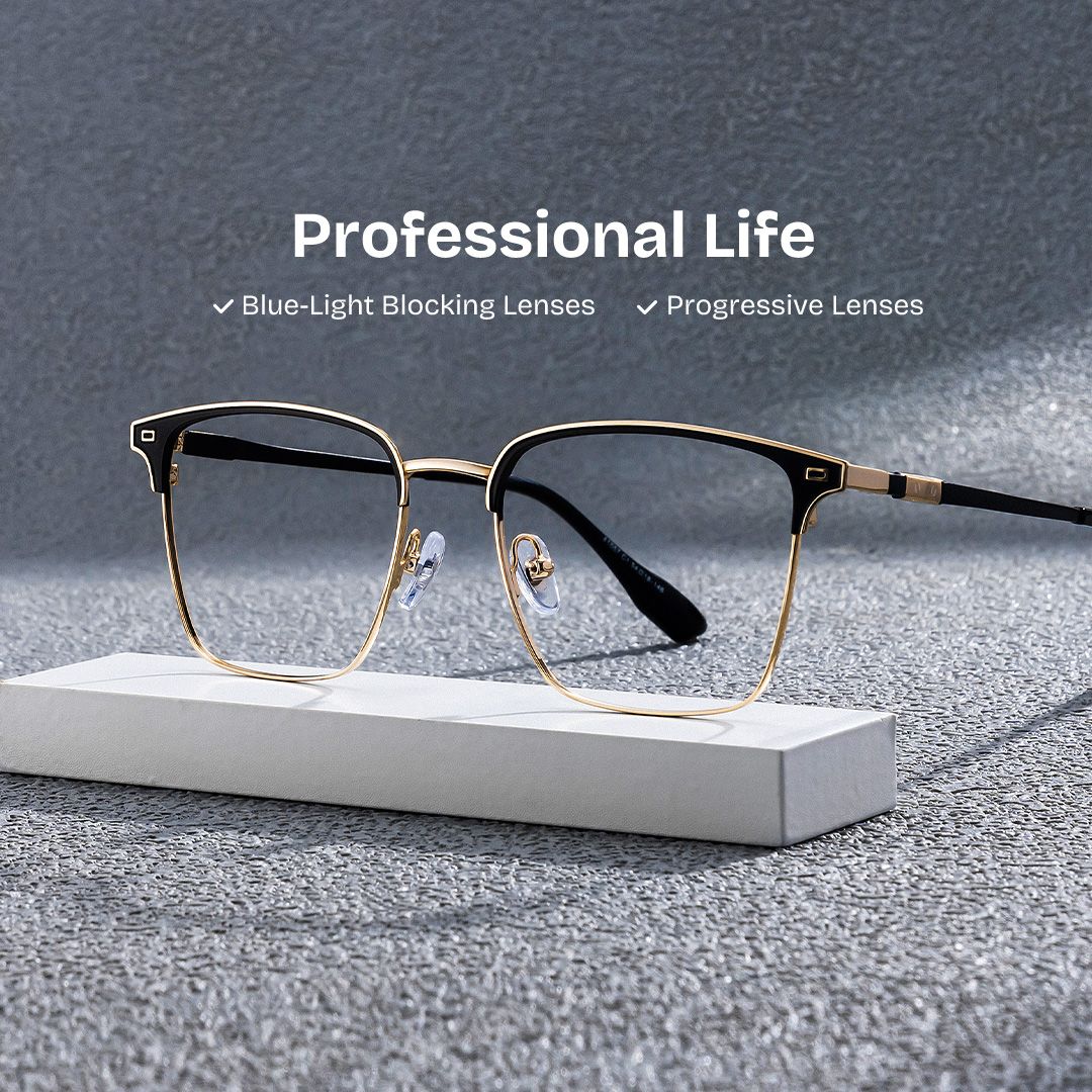 Dawson Black Rectangle Prescription Glasses | Zeelool0