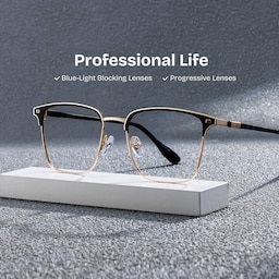 Dawson Browline Black Gold Glasses0