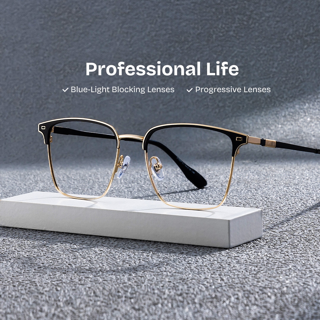 Dawson Browline Black Gold Glasses