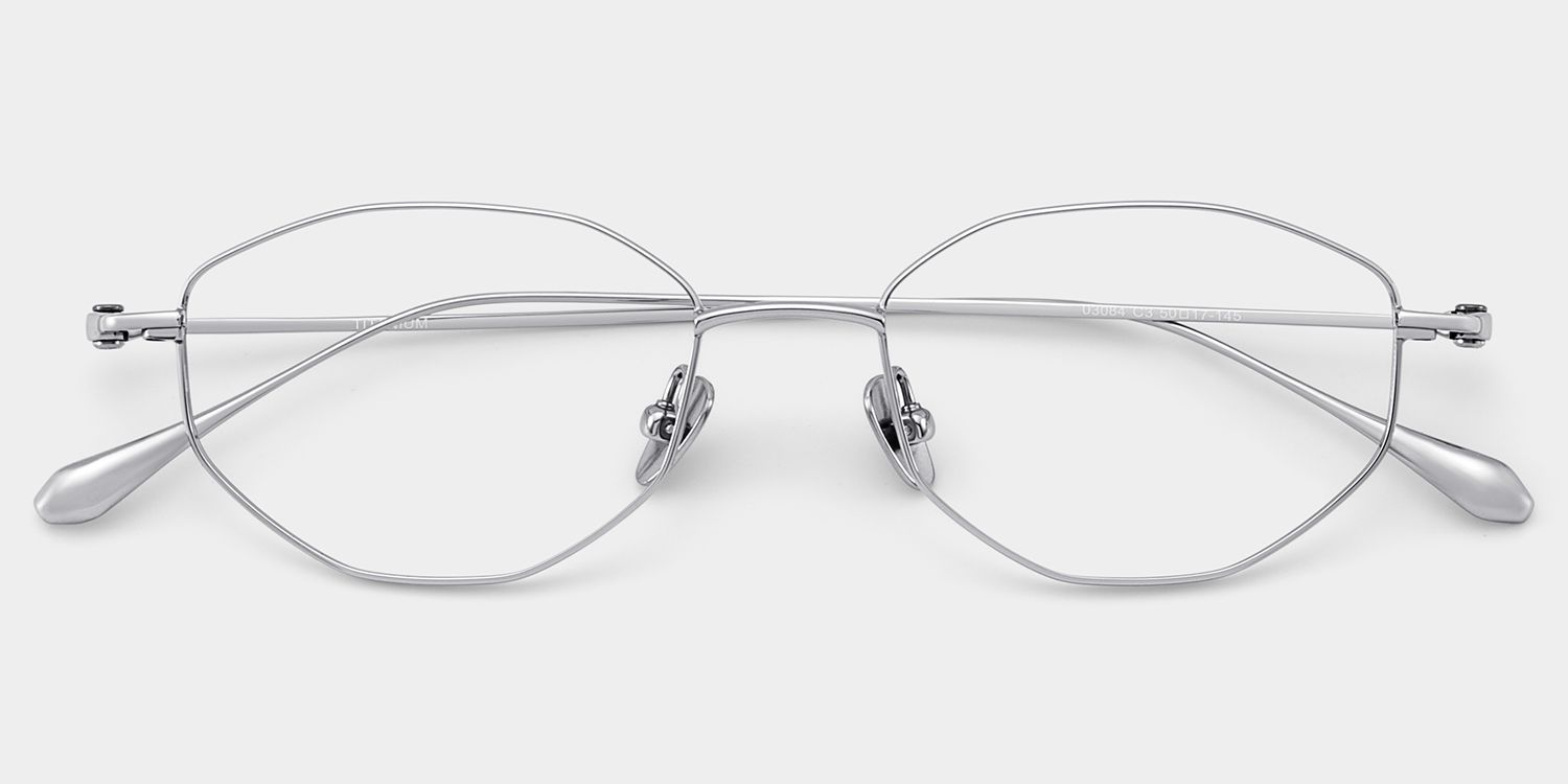 Everett Silver Frame Glasses with Geometric Frame Online |  ZEELOOL5