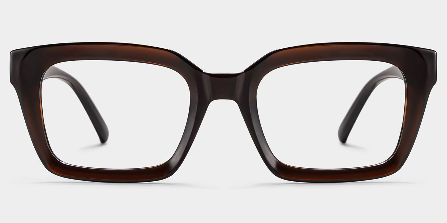 Marley Sepia & Dark Brown Rectangle Frame Glasses | ZEELOOL1