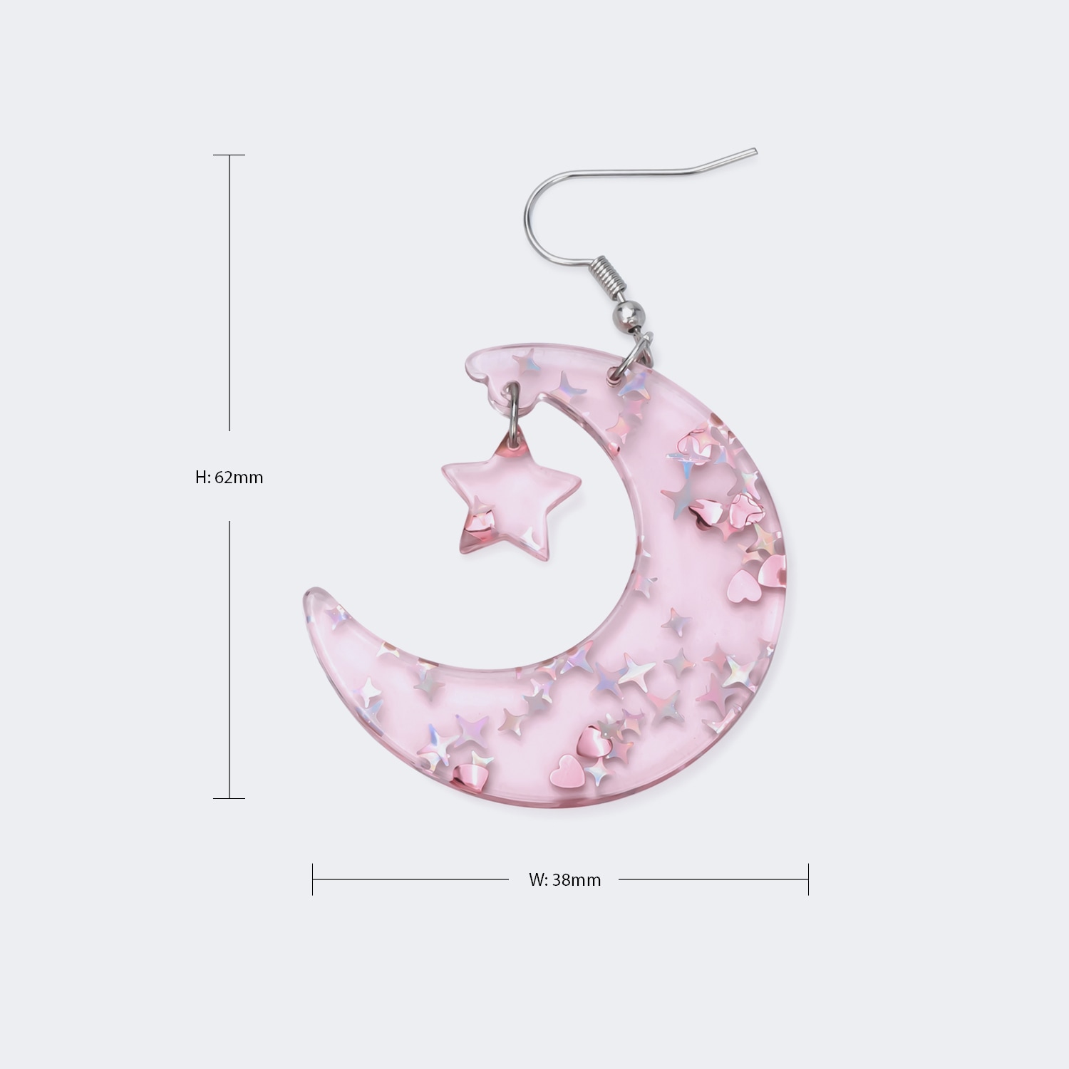 Pretty Shiny Pink Moon With Shiny Star Earrings2