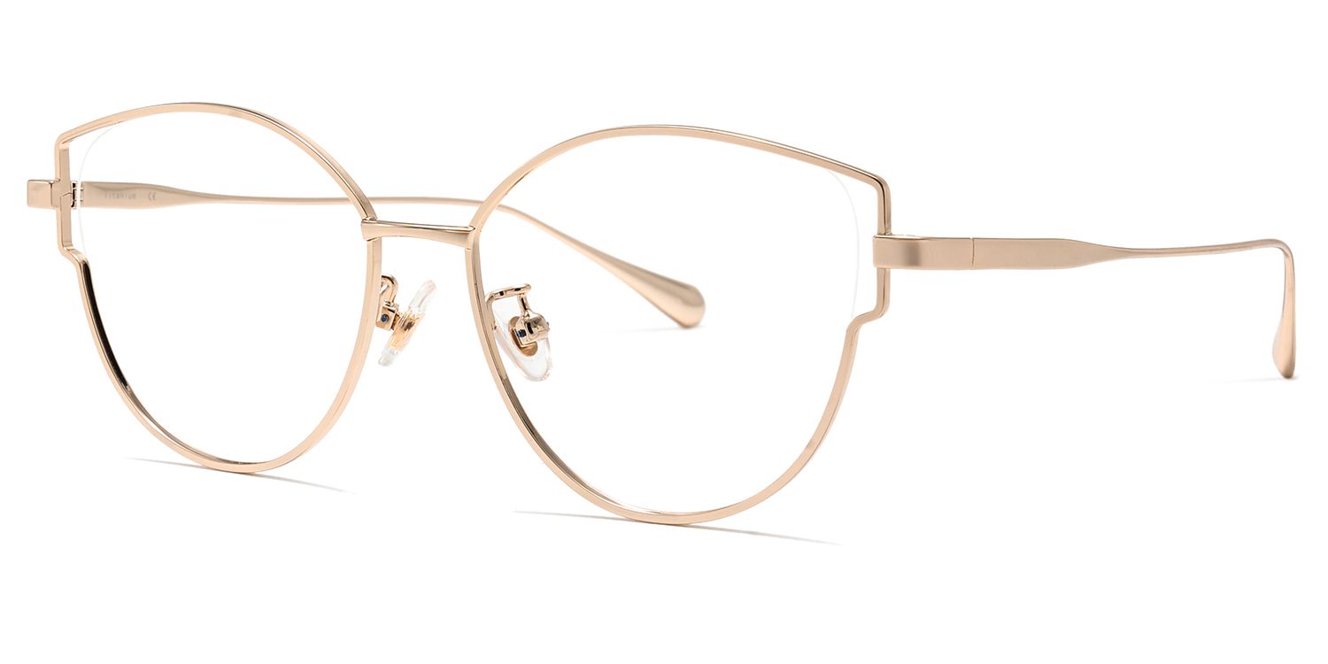 Semi Frame Rose Gold Cat Eye Glasses1