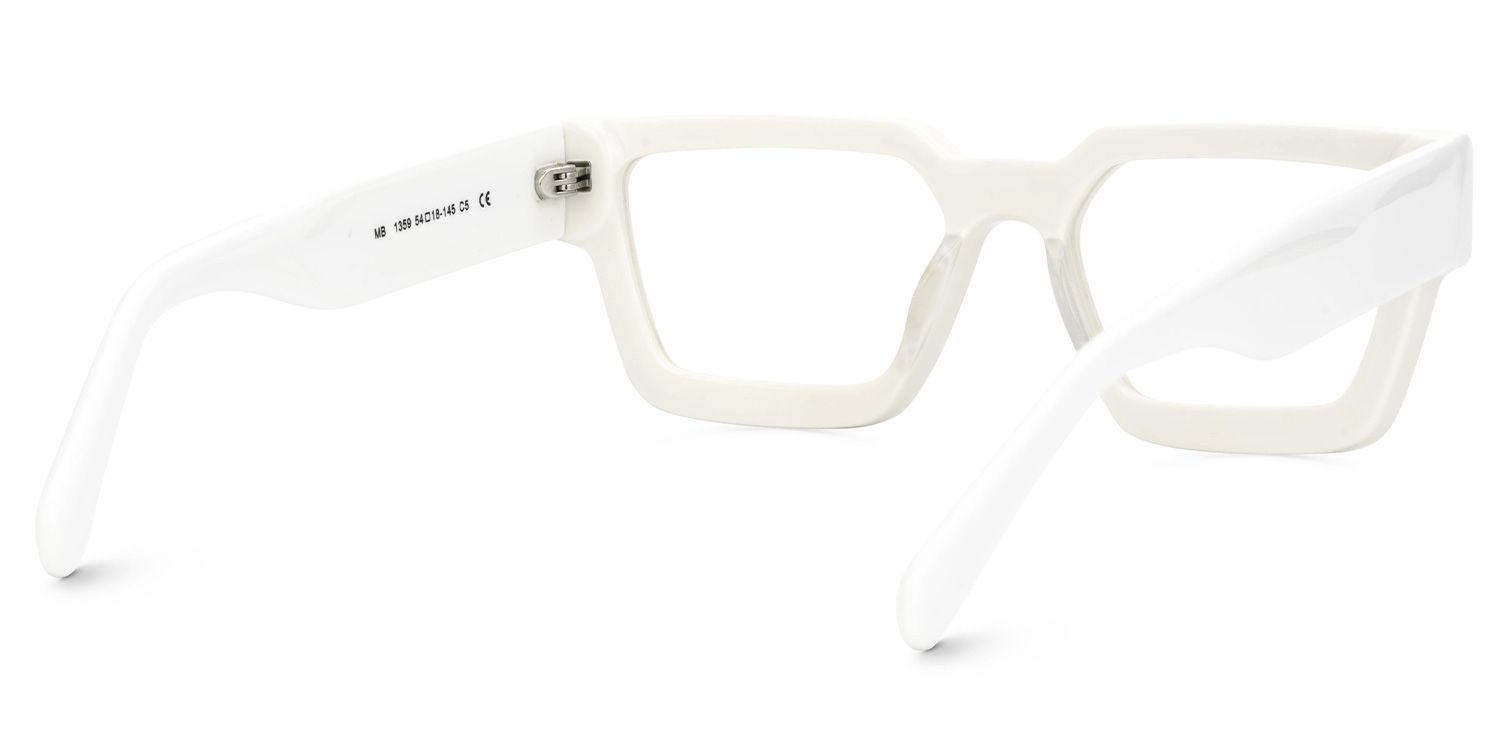 Gabriela Acetate Rectangle White Frame Glasses | Zeelool3