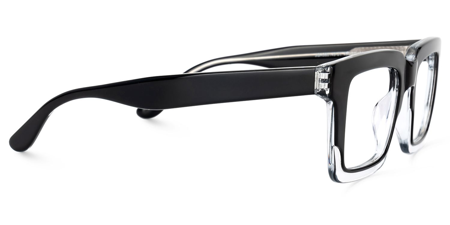Holly Rectangle Glasses with Black Top and Clear Bottom2