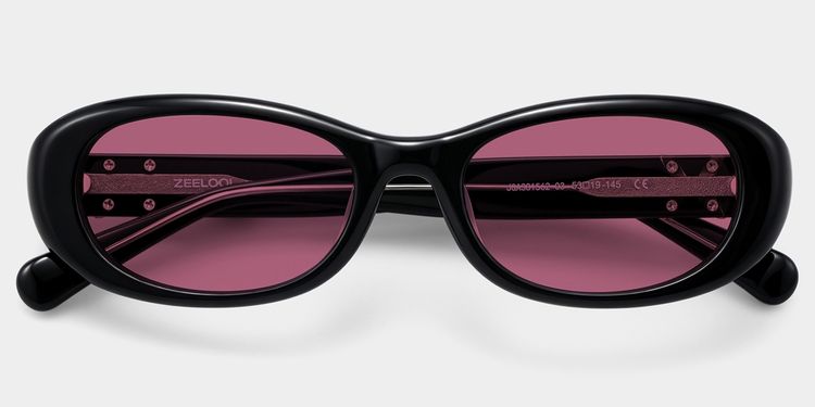 Catherine Black Oval Sunglasses