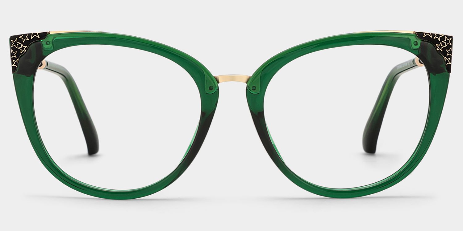 Dalton Cat Eye Dark Green Frame Glasses | Zeelool0