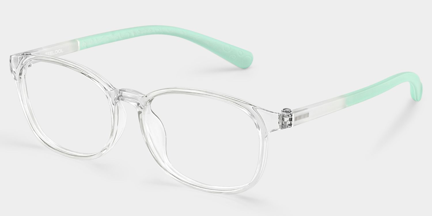 Kids Rectangle Clear Green Amaker Frame Glasses | Zeelool2