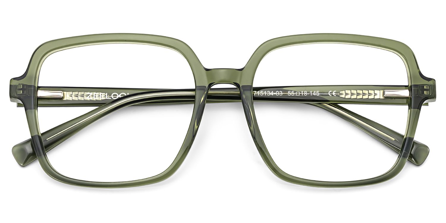 Square Green Eyeglasses- Ember Acetate Frame Glasses2