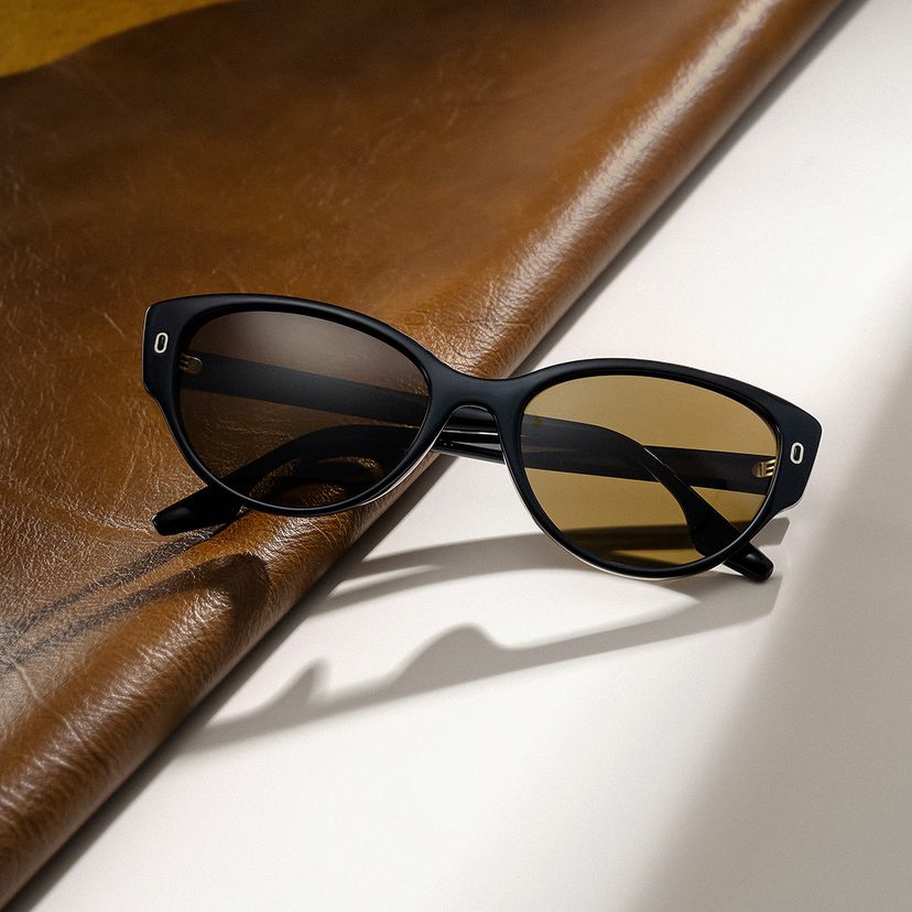 Livia Cat eye Black Polarized Sunglasses