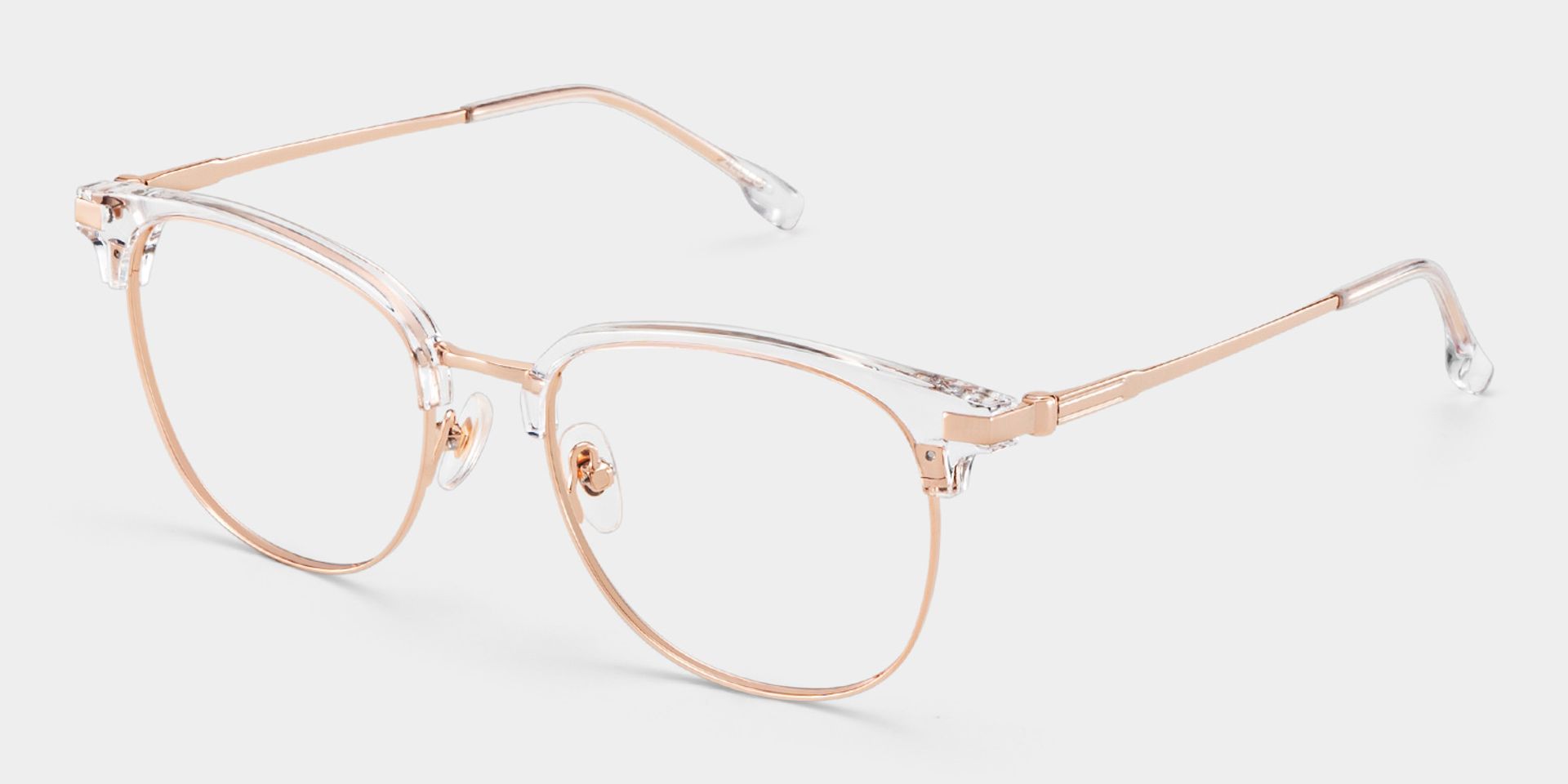 Oversized Browline Glasses With Clear and Rose Gold Color3