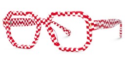 Joeann Geometric Red Checkered Glasses1