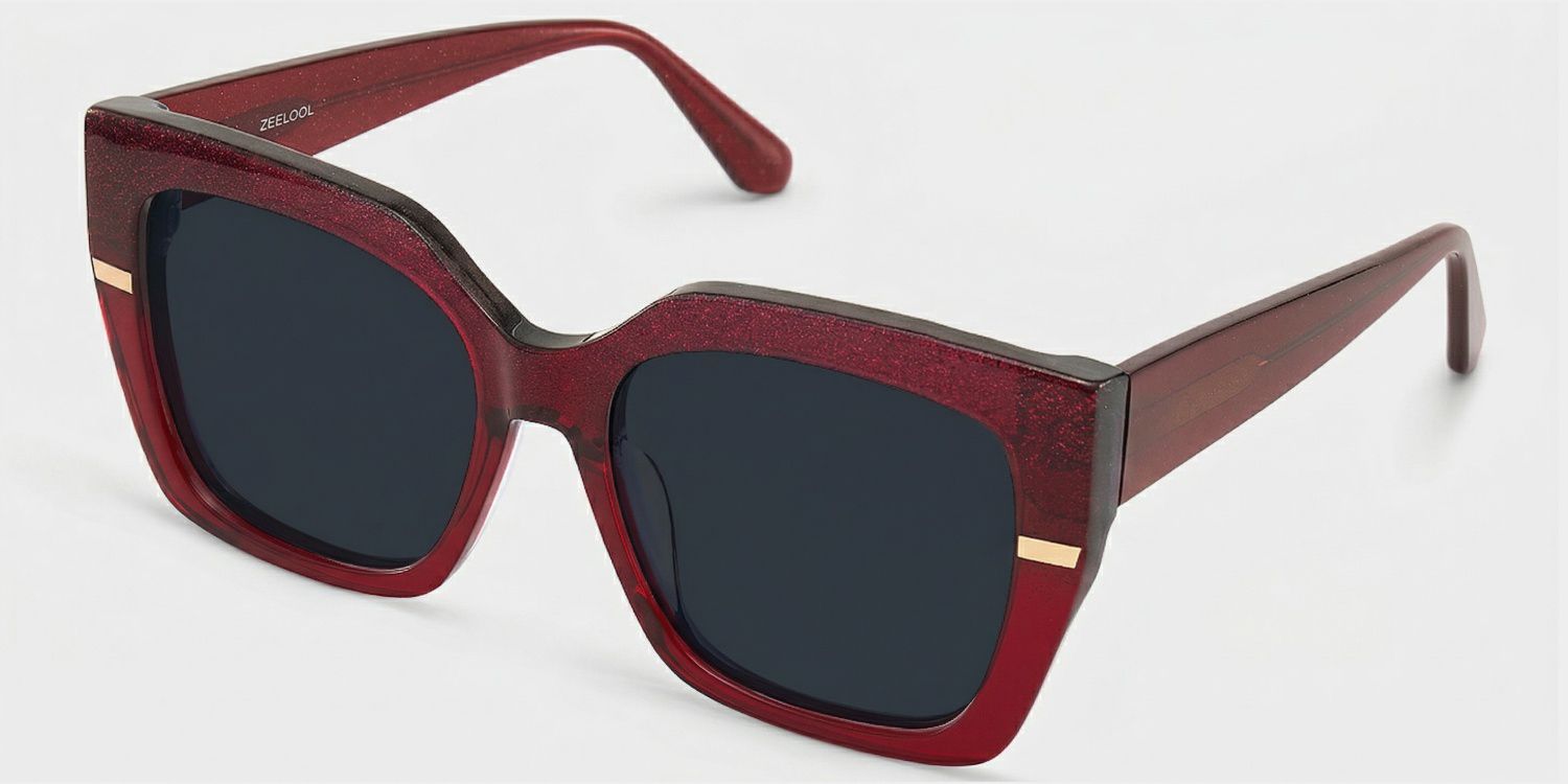 Mavis Square Burgundy Glasses Frames with Glittering Powder| ZEELOOL2