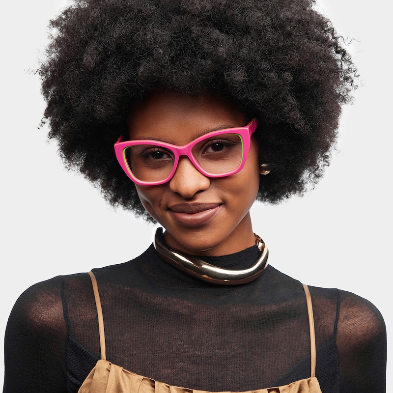 ZEELOOL Blaise Cat-Eye Pink Green Glasses