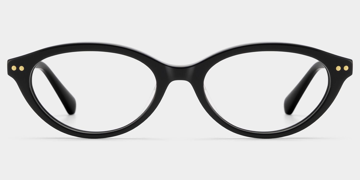 Ashby Black Oval-Frame Glasses | Slim Varsity Style1