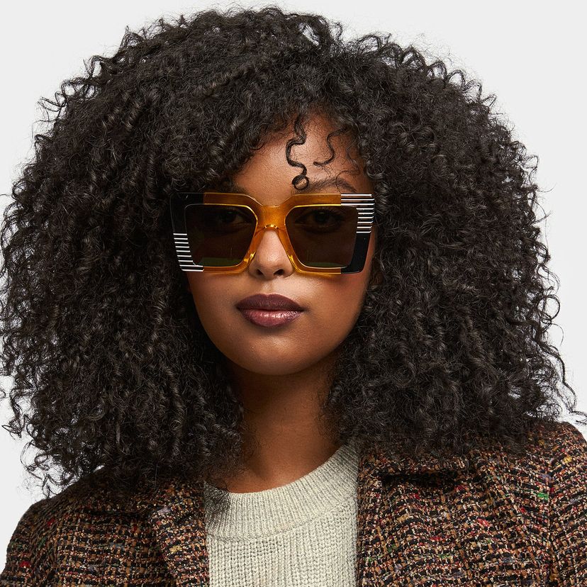 Shamika Yellow Rectangle Sunglasses