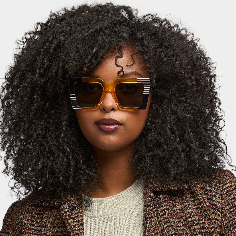 Shamika Rectangle Yellow Glasses