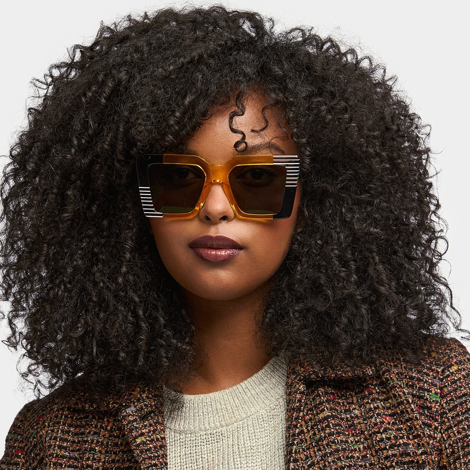 Shamika Large Black and Yellow Sunglasses with Rectangle Frames | Zeelool0