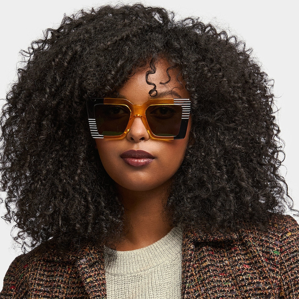 Shamika Rectangle Yellow Glasses