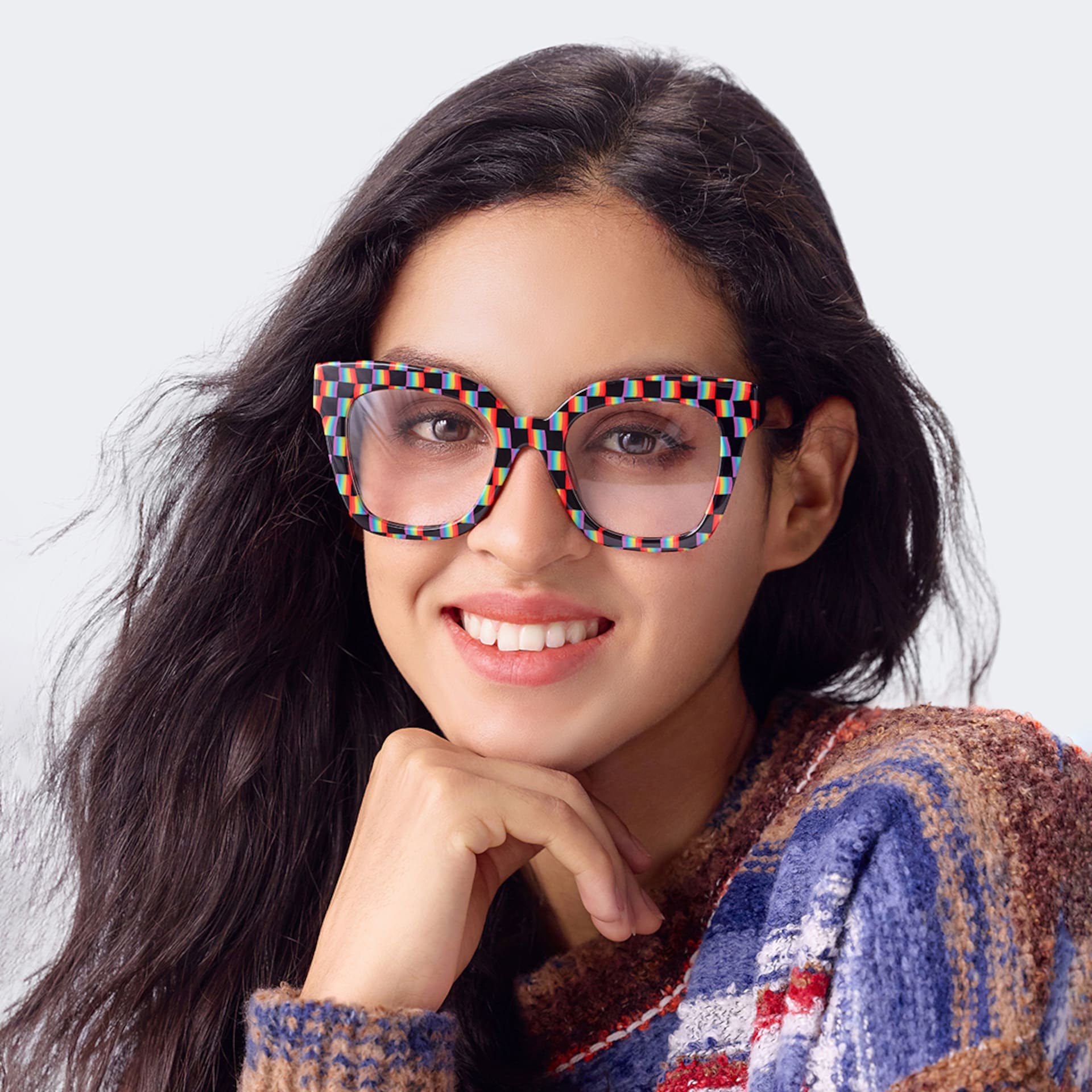 Malcolm Large Square Nerdy Glasses with Pure Black Arms7