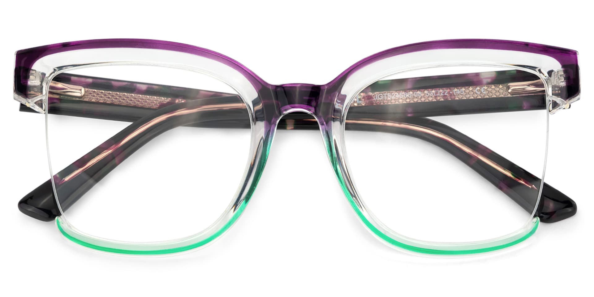 Square Cadogan Purple-Green Frame Glasses | Zeelool2