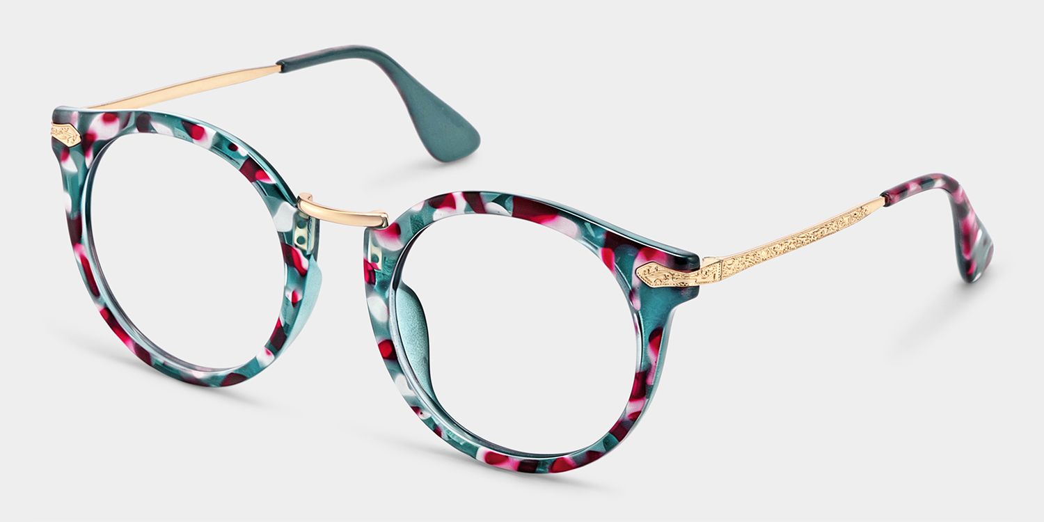 Quentina Round Blue Floral Frame Glasses for Women | ZEELOOL2
