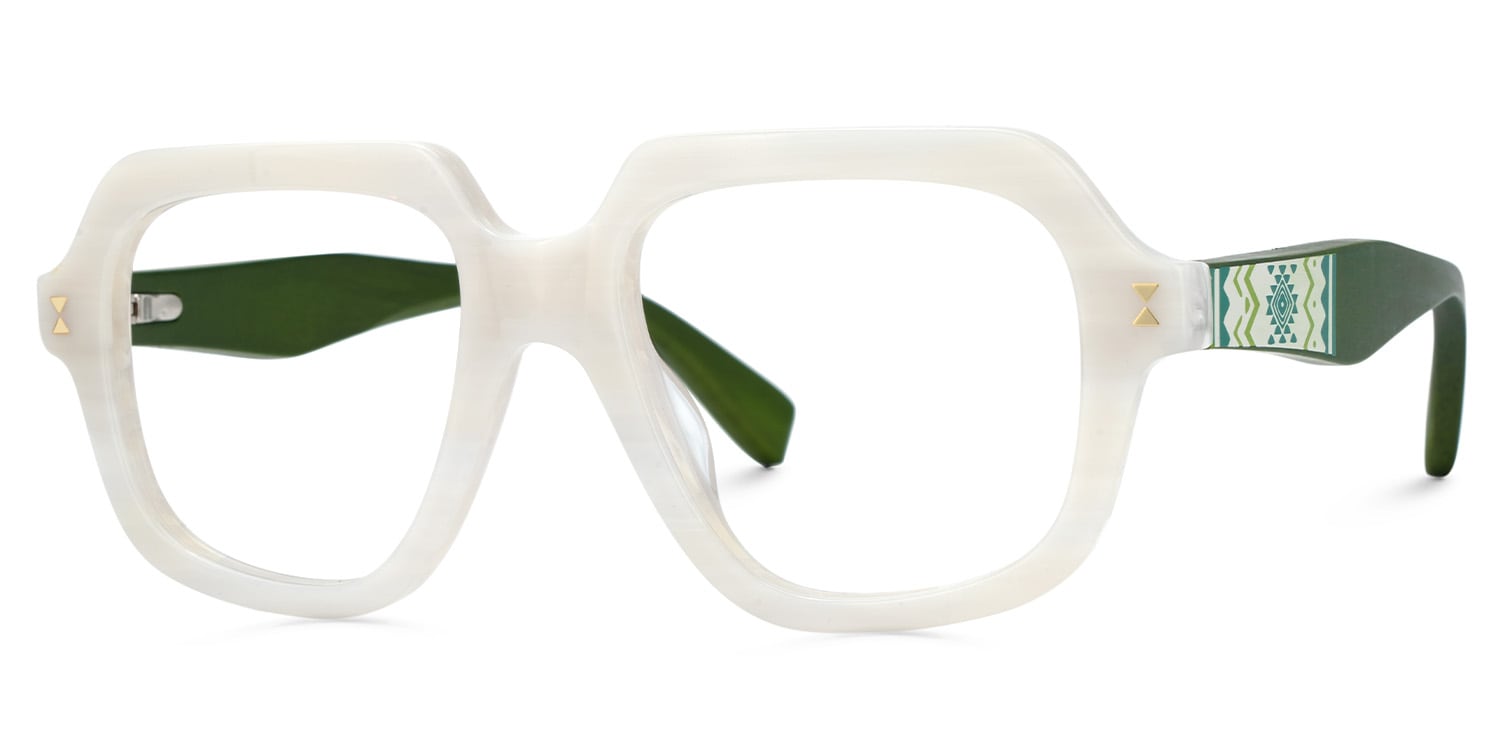 Faubion Oversized White Glasses with Geometric Frames | Zeelool3