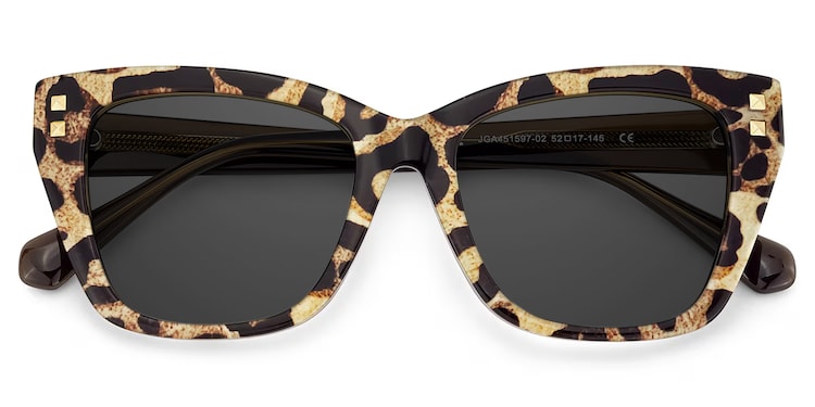 Tessia Square Brown Leopard Sunglasses