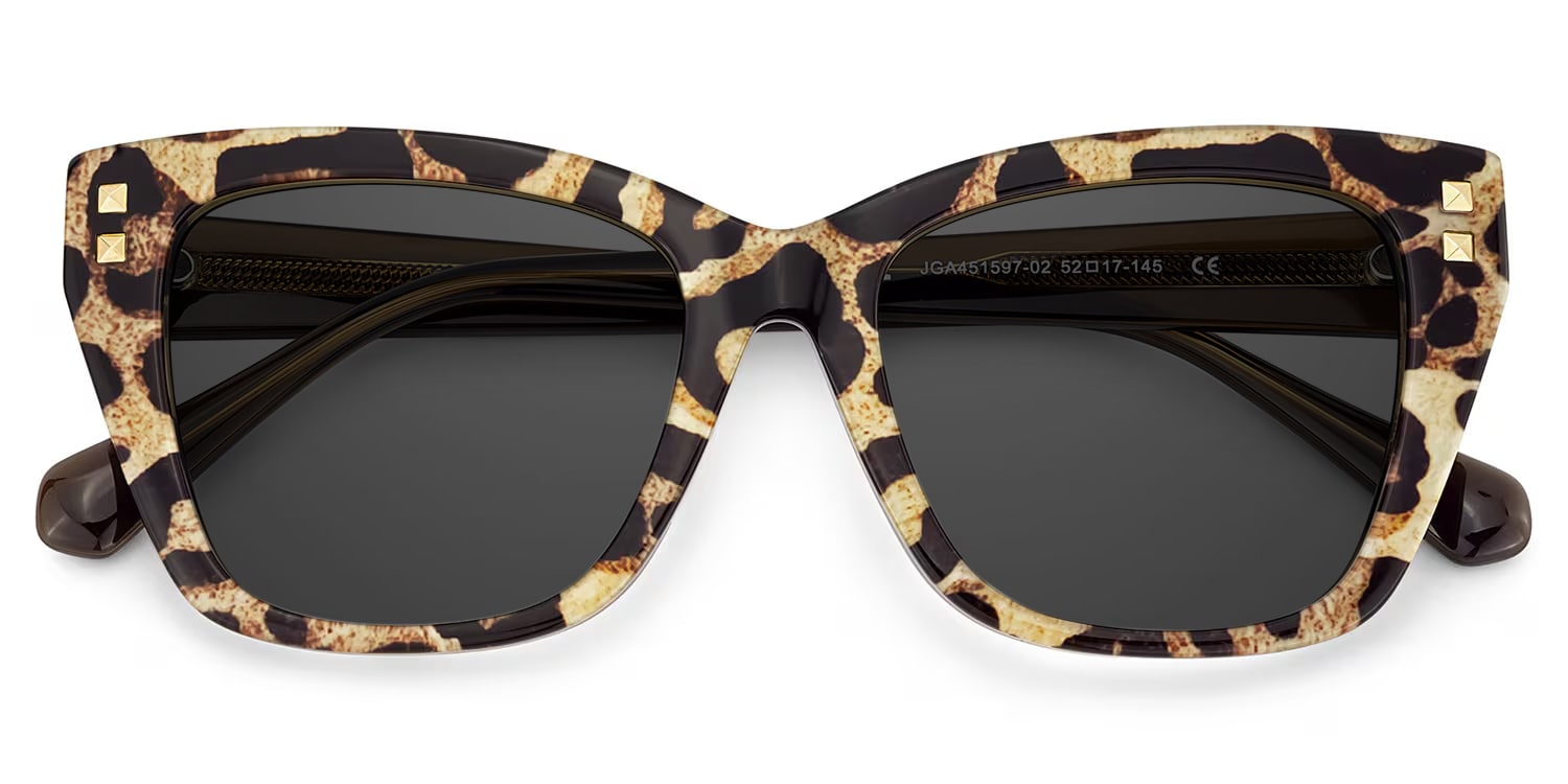 Tessia Square Brown Leopard Sunglasses