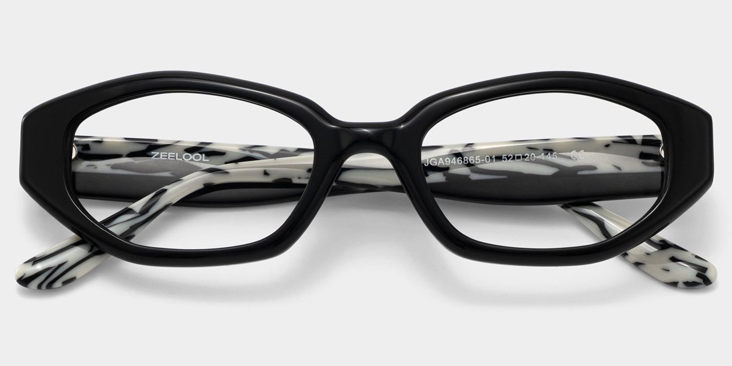 Bree Black Geometric Acetate Frame Glasses for Women | ZEELOOL2