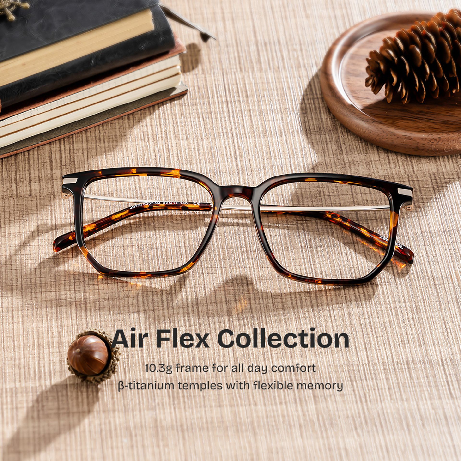 Michelle Rectangle Tortoise Eyeglasses in Lightweight Frame | ZEELOOL0