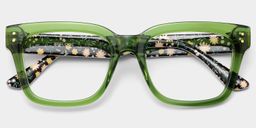 Zinnia Rectangle Green Glasses5
