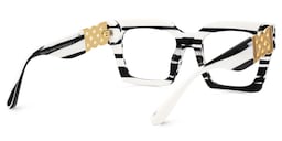 Cummings Square Black-White Striped Glasses4