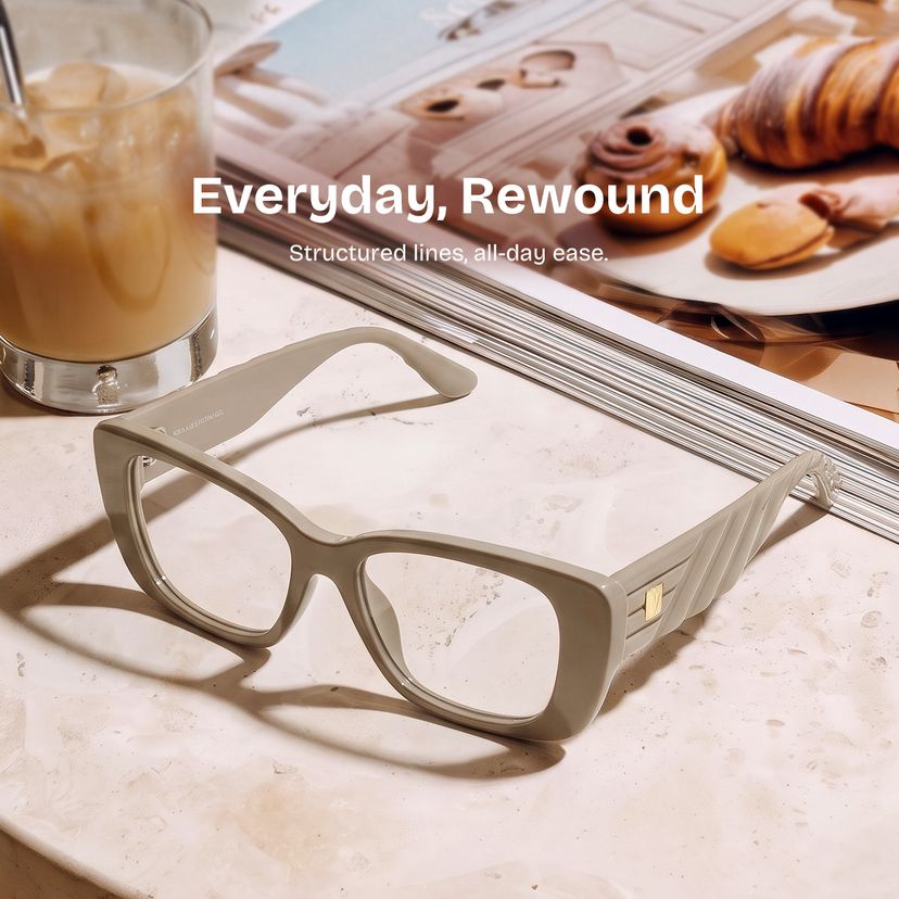 Hannah Beige Rectangle Glasses