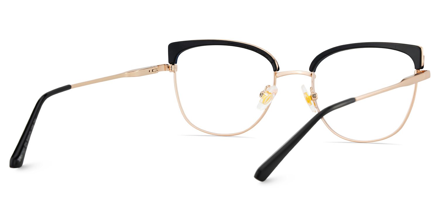 Beau Eyeglasses in Cat eye Black Gold Frame | Zeelool5