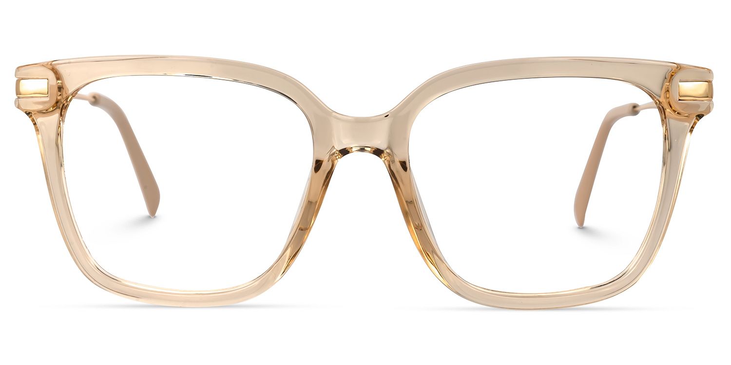 Jacqui Square Beige Eyeglasses and Clear Frame | ZEELOOL0