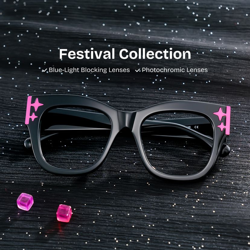 Minfia Square Black Glasses