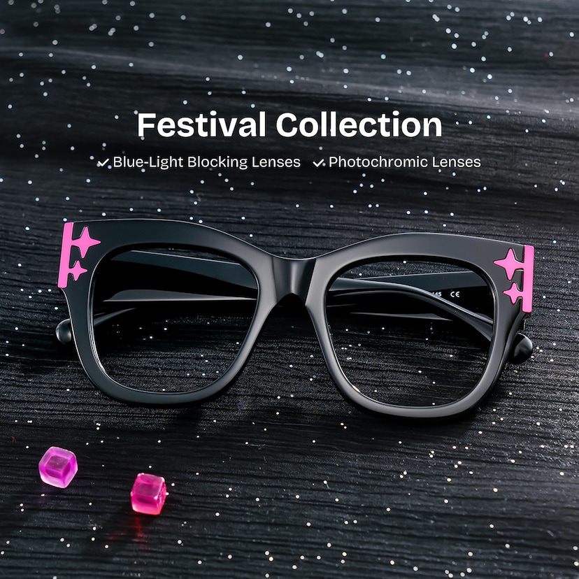 Minfia Square Black Glasses