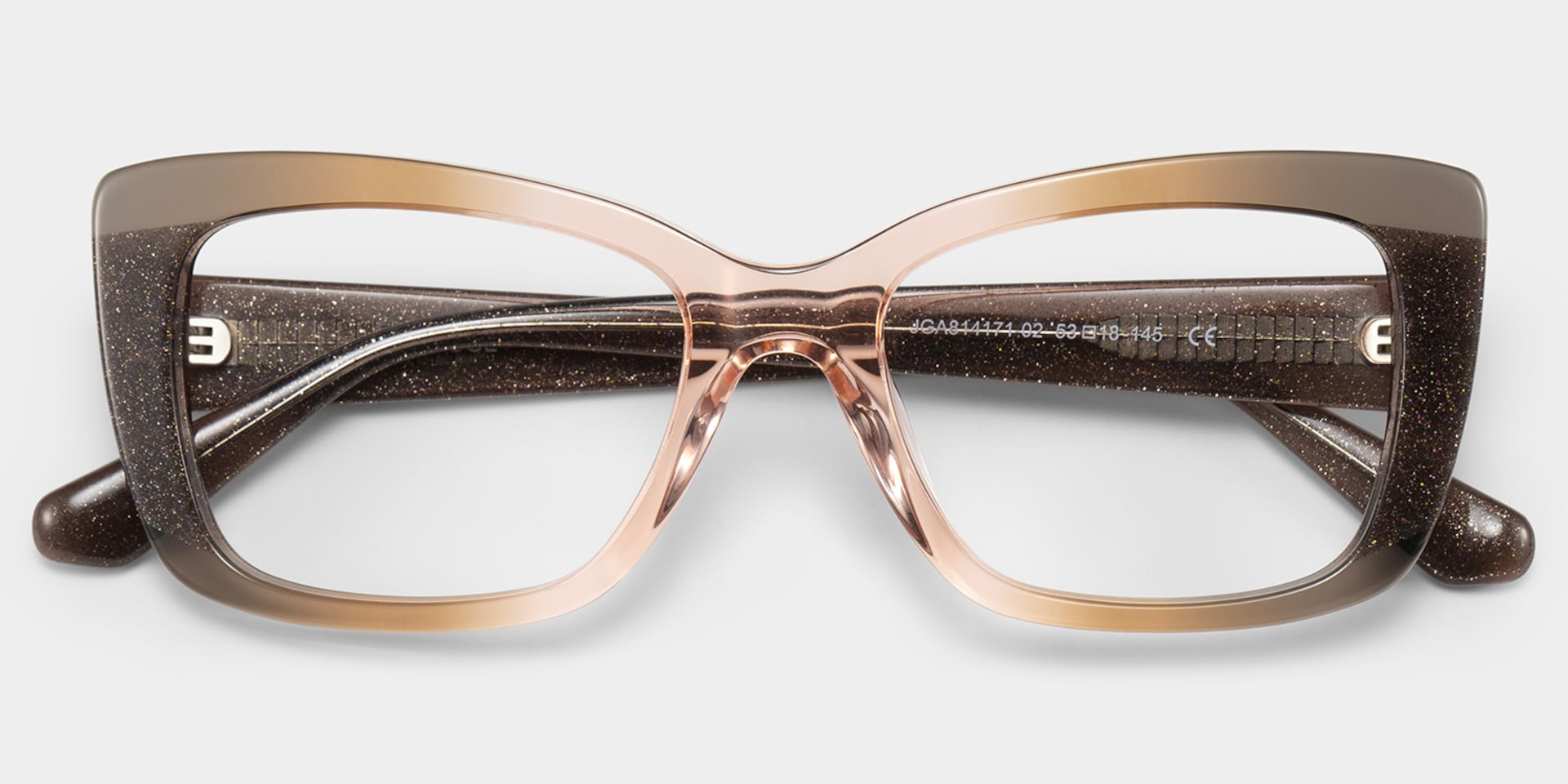 Leona Rectangle Brown Omber Glasses with Glittering Powder | ZEELOOL3