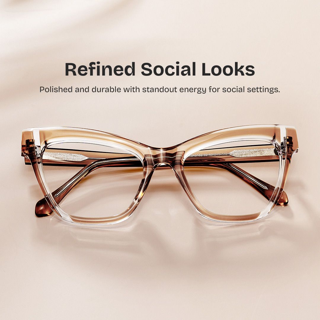 Saucie Light Brown Cat eye Frame Glasses for Women | ZEELOOL0