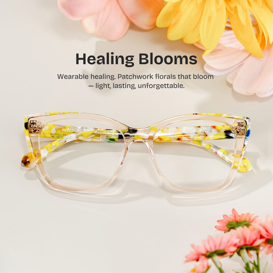 Maple Yellow Butterfly Eyeglasses with Flowers on Them | ZEELOOL