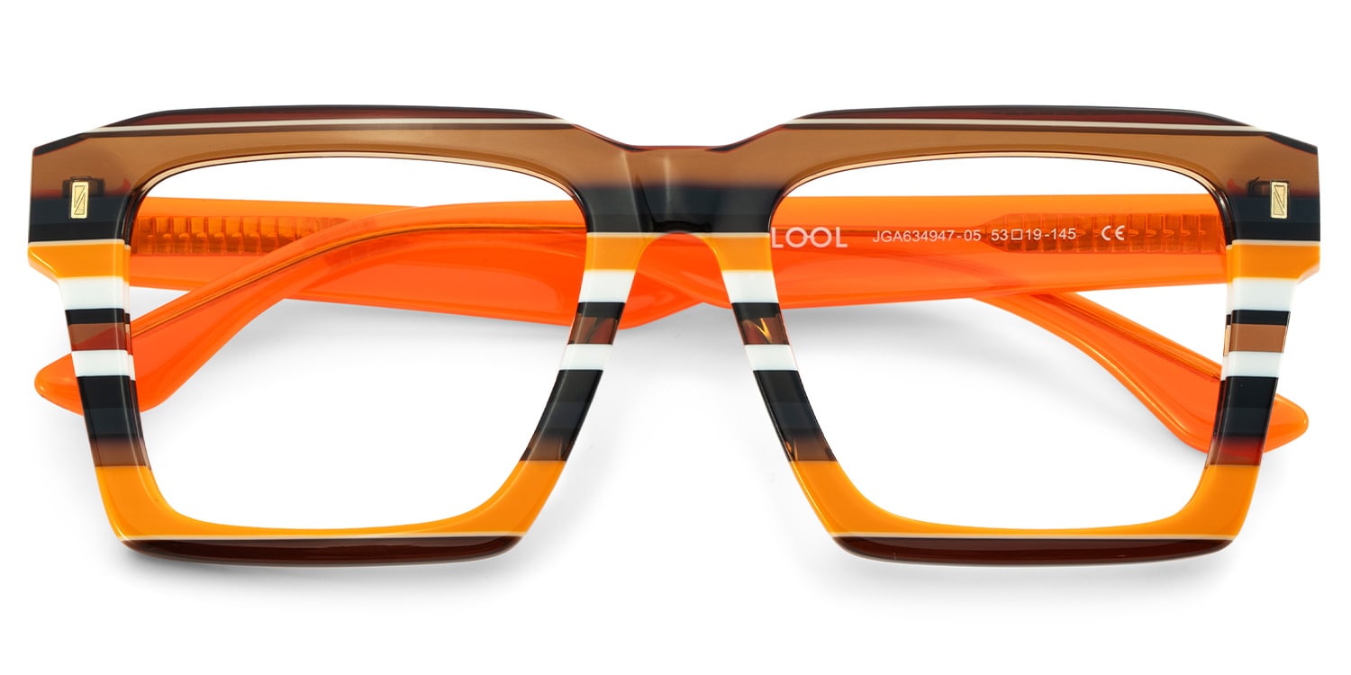 Kenish Square Orange Brown Glasses2
