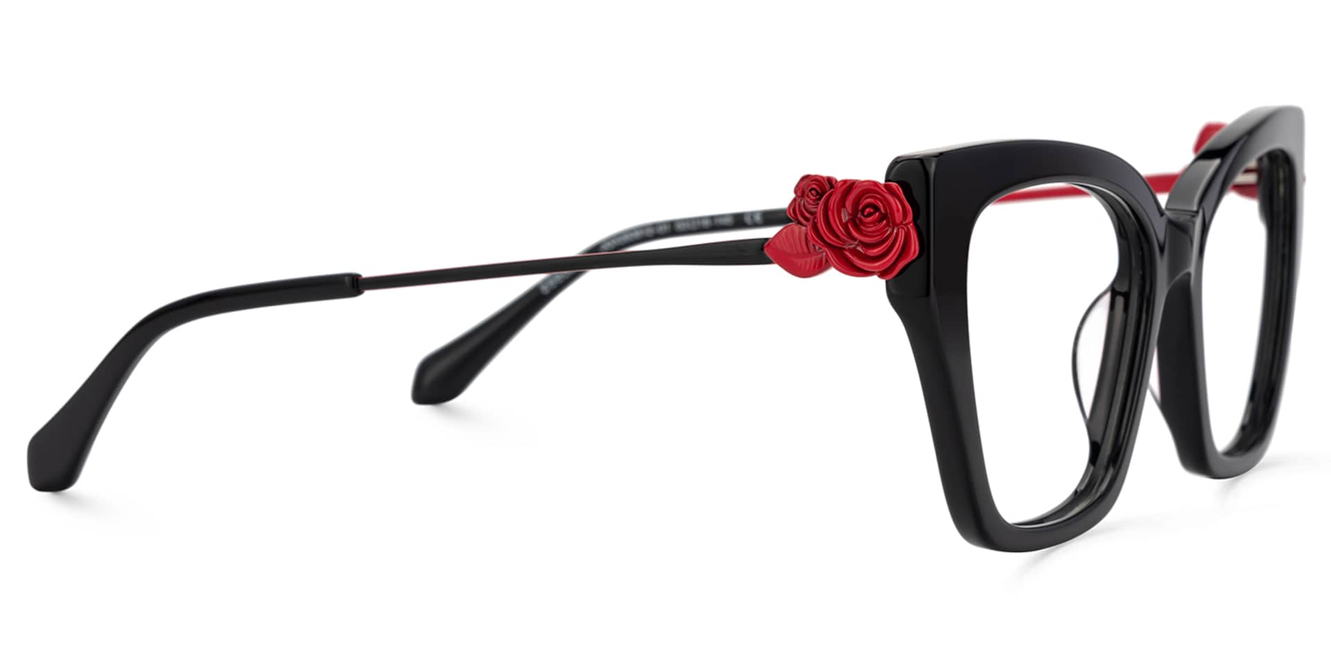 Black Butterfly Glasses With Red Rose | Zeelool3