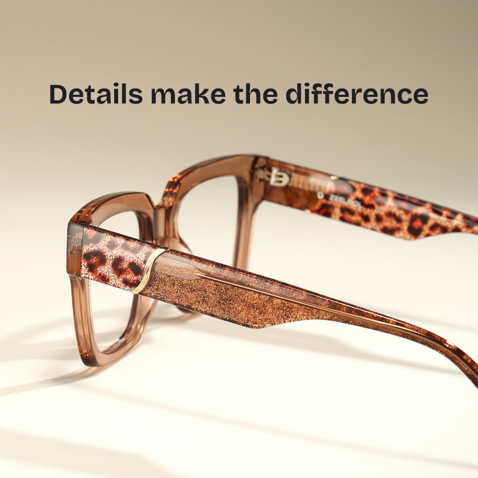 Caius Champagne Frame Glasses with Square Frame Online | ZEELOOL4