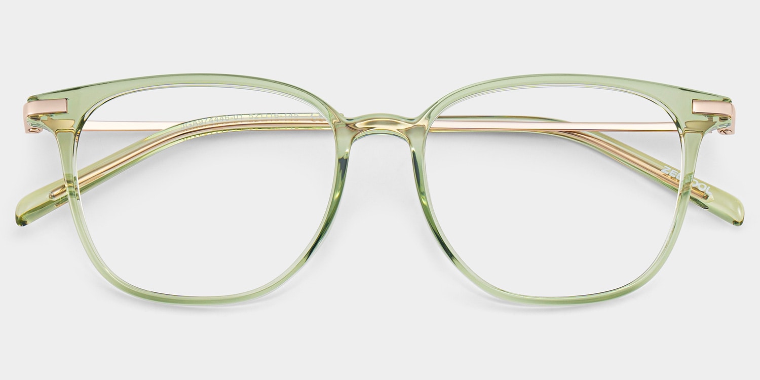 Florence Rectangle Green Glasses