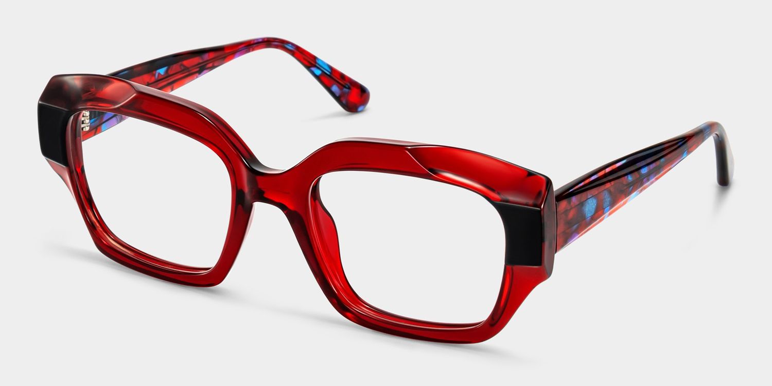 Sonnet Bright Red Square Glasses | ZEELOOL3